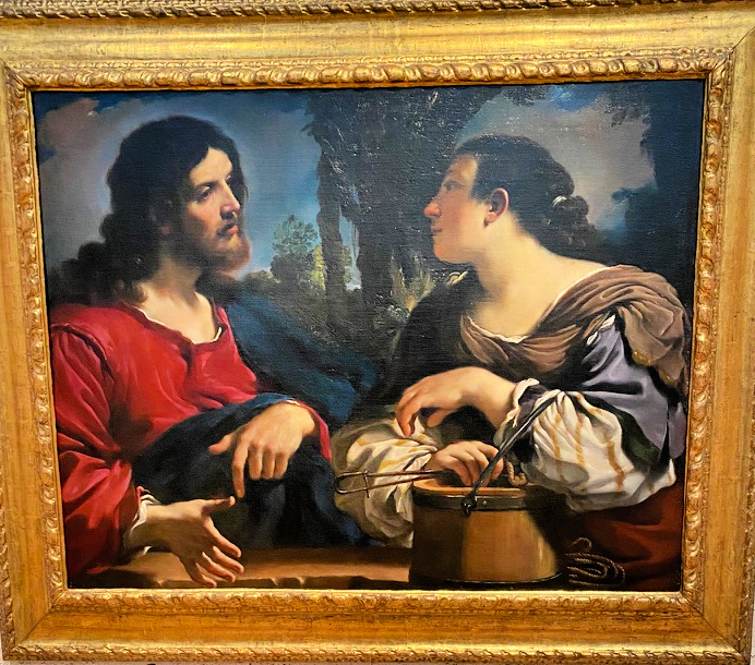 "Christ and the Woman of Samaria" by Guernico as displayed in the Kimbell Art Museum