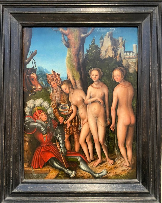 "Judgement of Paris" by Cranach the Elder as displayed in the Kimbell Art Museum